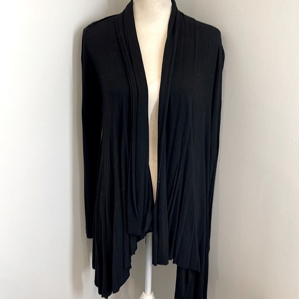 Elan Asymmetrical Open Black Cardigan